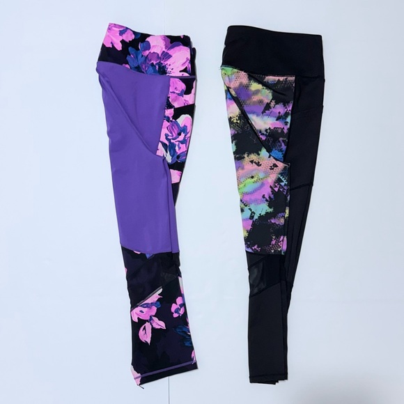 Set of 2 LuLaRoe Rise Fearless Crop Fitness Leggings Size 2X Capri Floral - Picture 2 of 16